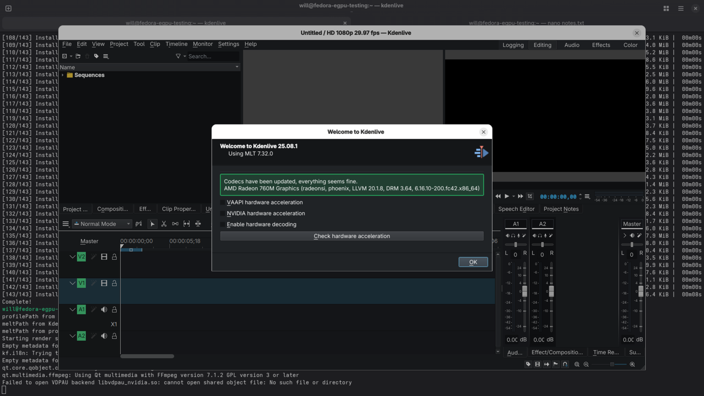 AMD libraries, not NVIDIA, detected by Kdenlive
