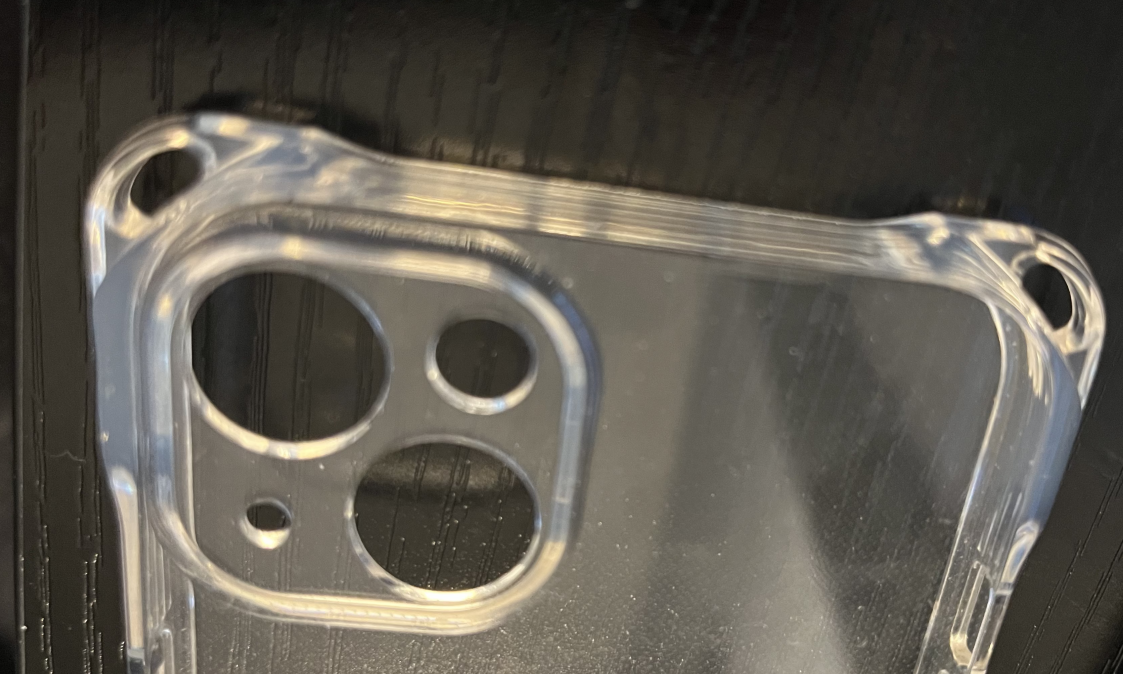 Photograph of the top attachment points of the phone case